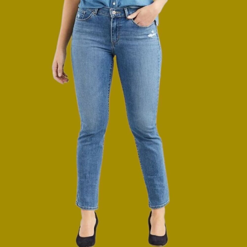 Levis Classic Straight Mid-Rise Blue Denim Jeans Womens Size 8